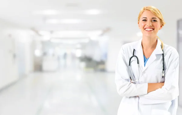 Uma Médica Trabalhar Consultório Hospital Serviço Médico Saúde Pessoal Médico — Fotografia de Stock