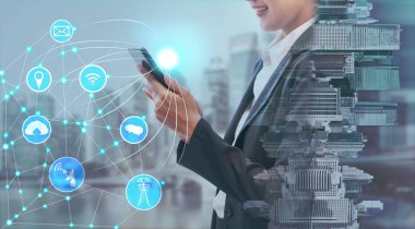 Cep telefonu ağ ve kablosuz iletişim kavramı - Internet of Things (çok), bilgi iletişim teknolojileri (ICT )