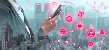 Cep telefonu ağ ve kablosuz iletişim kavramı - Internet of Things (çok), bilgi iletişim teknolojileri (ICT )