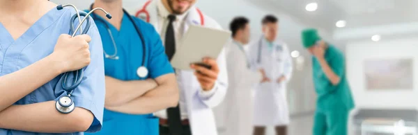 Gruppo Persone Sanitarie Medico Professionista Che Lavora Nello Studio Ospedaliero — Foto Stock