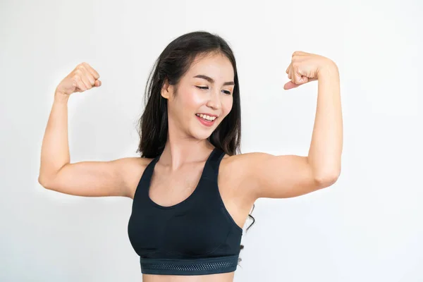 Ισχυρό Και Αυτοπεποίθηση Γυναίκα Της Ασίας Στο Γυμναστήριο Έννοια Του — Φωτογραφία Αρχείου