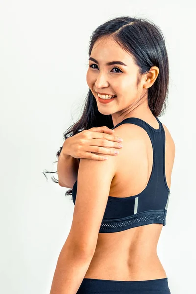 Strong Confident Asian Woman Fitness Gym Healthy Lifestyle Concept — Stock Photo, Image