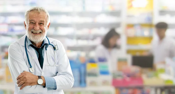 Farmacéutico Senior Que Trabaja Farmacia Atención Médica Farmacéutica — Foto de Stock