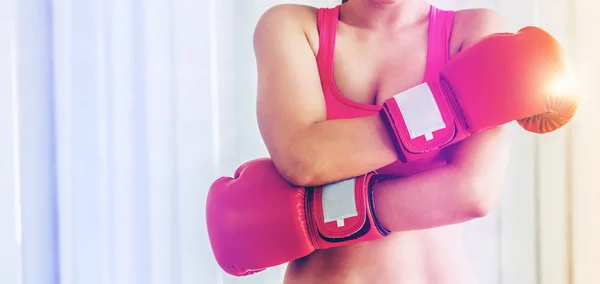 Boxer Woman Does Boxing Sport Fitness Gym Healthy Lifestyle — Stock Photo, Image