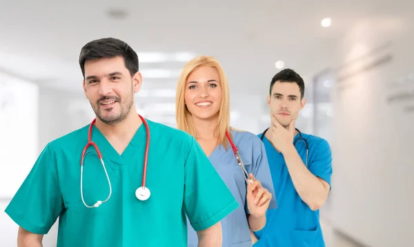 Groupe Des Professionnels Santé Médecin Professionnel Travaillant Dans Bureau Clinique — Photo