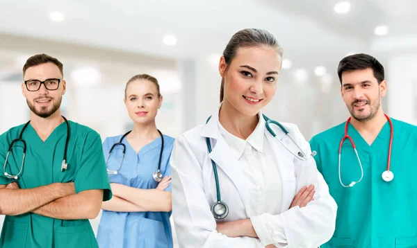 Gruppo Persone Sanitarie Medico Professionista Che Lavora Nello Studio Ospedaliero — Foto Stock