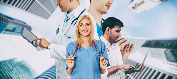 Healthcare People Group Portrait Creative Layout Professional Medical Staff Doctors — Stock Photo, Image