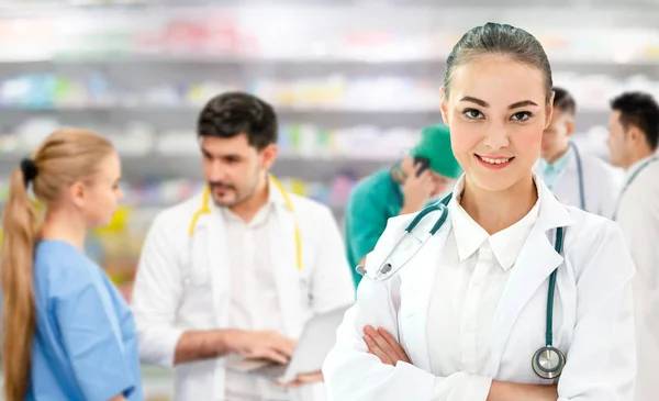 Gruppo Persone Sanitarie Medico Professionista Che Lavora Nello Studio Ospedaliero — Foto Stock