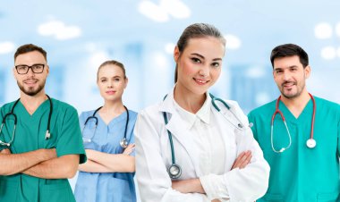 Sağlık insan grubu. Diğer doktorlar, hemşire ve cerrah hastane ofis veya klinik çalışma profesyonel doktor. Tıbbi Teknoloji Araştırma Enstitüsü ve Doktor personel hizmet anlayışı.