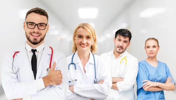 Grupo Pessoas Cuidados Saúde Médico Profissional Que Trabalha Consultório Hospitalar — Fotografia de Stock