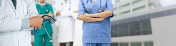 Gruppo Persone Sanitarie Medico Professionista Che Lavora Nello Studio Ospedaliero — Foto Stock