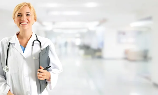 Lekarka Pracująca Szpitalu Opieka Medyczna Personel Medyczny — Zdjęcie stockowe