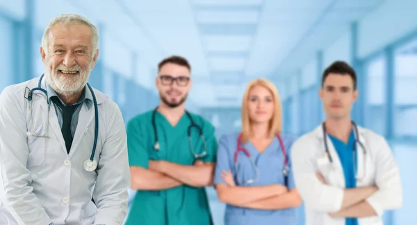 Groupe Des Professionnels Santé Médecin Professionnel Travaillant Dans Bureau Clinique — Photo