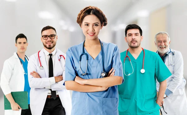 Gruppo Persone Sanitarie Medico Professionista Che Lavora Nello Studio Ospedaliero — Foto Stock