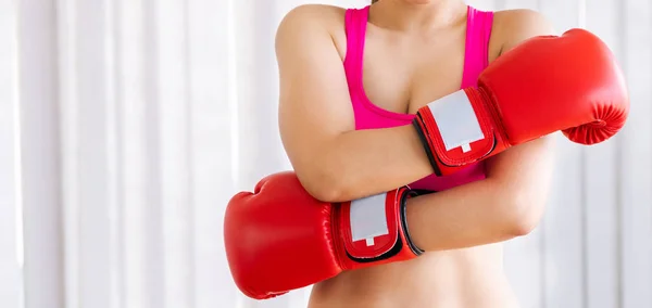 Boxer Woman Does Boxing Sport Fitness Gym Healthy Lifestyle — Stock Photo, Image