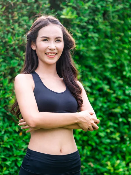 Young Sport Woman Doing Morning Exercise Public Park Healthy Lifestyle — Stock Photo, Image