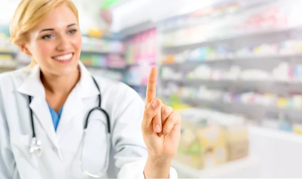 Farmacista Donna Che Lavora Farmacia Assistenza Sanitaria Personale Medico — Foto Stock