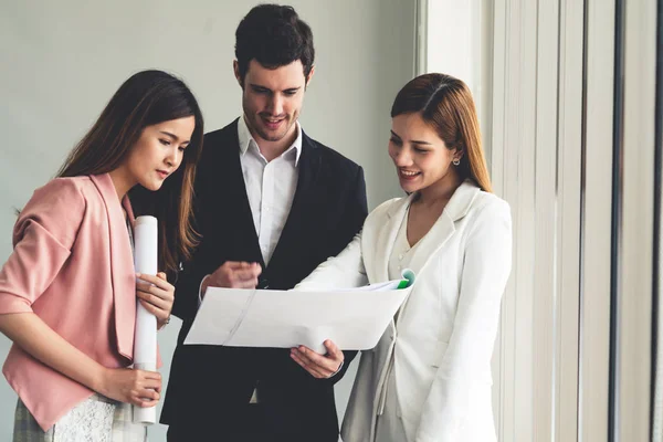 Businessman Meeting Discussion Colleague Businesswomen Modern Workplace Office People Corporate — Stock Photo, Image