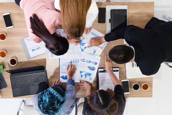 Top View Businessman Executive Group Meeting Other Businessmen Businesswomen Modern — Stock Photo, Image