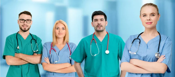 Gruppo Persone Sanitarie Medico Professionista Che Lavora Nello Studio Ospedaliero — Foto Stock