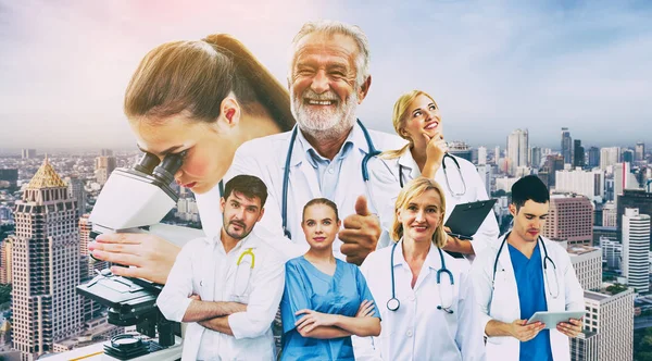 Groepsportret Van Gezondheidszorg Mensen Creatieve Lay Out Professionele Medisch Personeel — Stockfoto