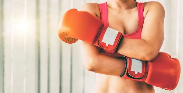 Boxer Woman Does Boxing Sport Fitness Gym Healthy Lifestyle — Stock Photo, Image