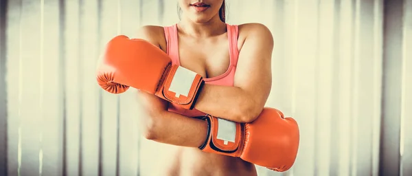 Boxer Woman Does Boxing Sport Fitness Gym Healthy Lifestyle — Stock Photo, Image