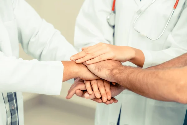 Medical Service Teamwork Doctor Surgeon Nurse Join Hands Together — Stock Photo, Image