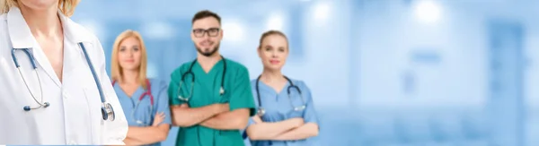 Gruppo Persone Sanitarie Medico Professionista Che Lavora Nello Studio Ospedaliero — Foto Stock