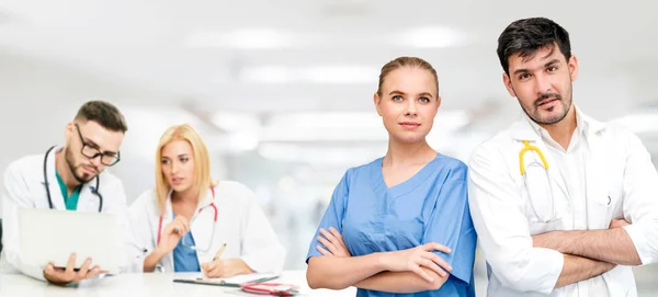 Gruppo Persone Sanitarie Medico Professionista Che Lavora Nello Studio Ospedaliero — Foto Stock