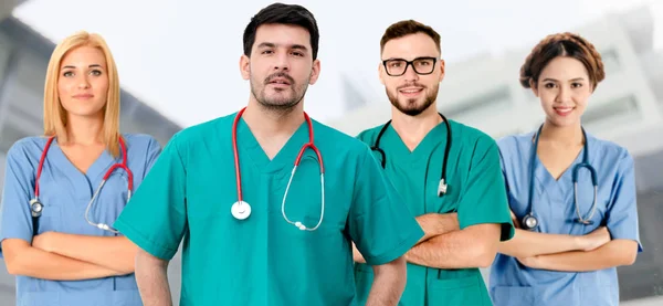 Grupo Pessoas Cuidados Saúde Médico Profissional Que Trabalha Consultório Hospitalar — Fotografia de Stock
