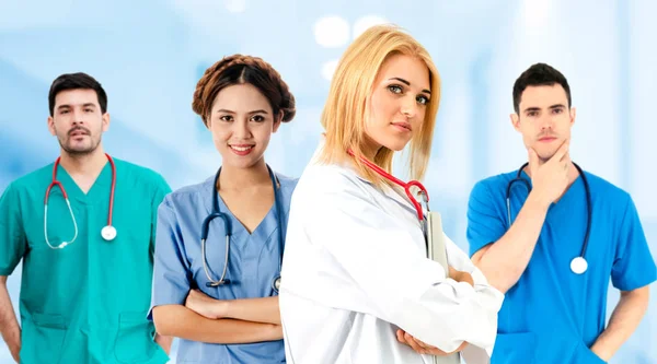 Gruppo Persone Sanitarie Medico Professionista Che Lavora Nello Studio Ospedaliero — Foto Stock