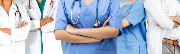 Gruppo Persone Sanitarie Medico Professionista Che Lavora Nello Studio Ospedaliero — Foto Stock