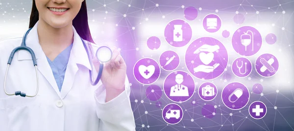 Medical Healthcare Concept Doctor Hospital Digital Medical Icons Graphic Banner — Stock Photo, Image