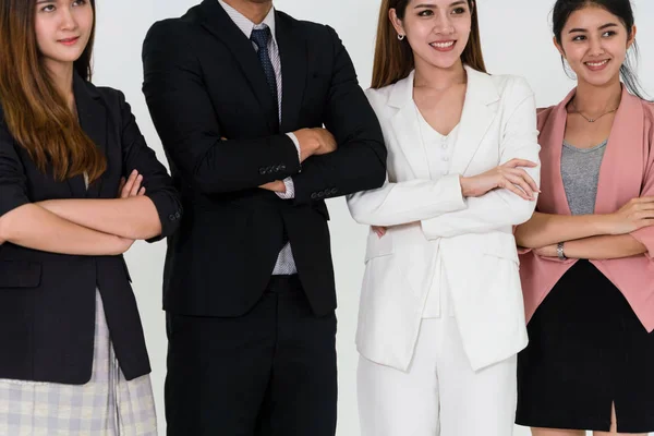 Zakenvrouwen Zakenman Rij Functie Bedrijfsvoering Teamwork — Stockfoto