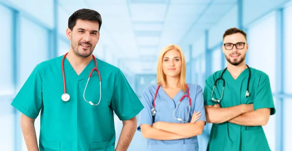 Groupe Des Professionnels Santé Médecin Professionnel Travaillant Dans Bureau Clinique — Photo