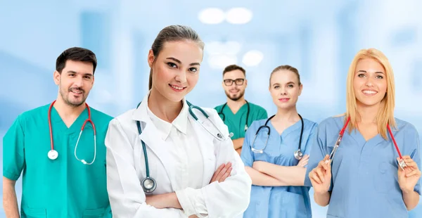 Gruppo Persone Sanitarie Medico Professionista Che Lavora Nello Studio Ospedaliero — Foto Stock