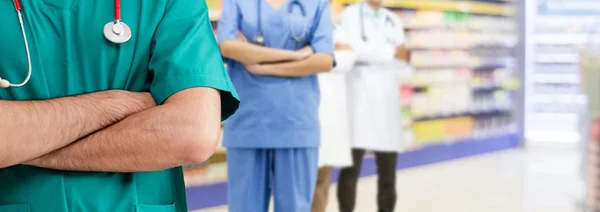 Gruppo Persone Sanitarie Medico Professionista Che Lavora Nello Studio Ospedaliero — Foto Stock