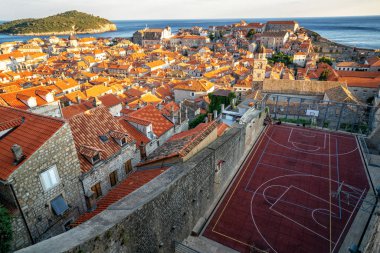 Hırvatistan 'ın Dubrovnik eski kasabasının panoramik manzarası.