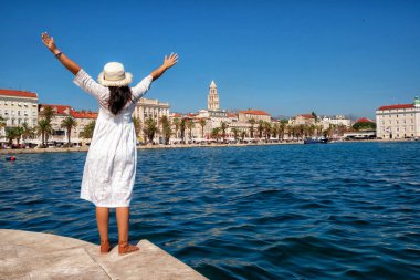 Tourist travel in Split in Dalmatia, Croatia. clipart
