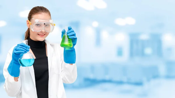 Scientist or chemist holds test tube in laboratory — Stock Photo, Image