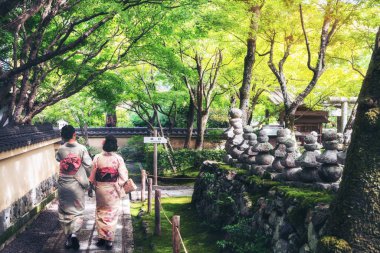 Gezgin in Japanese Garden, Kyoto, Japonya