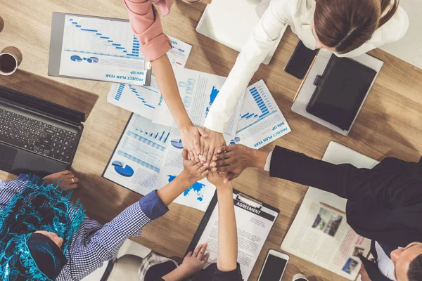 Teamwork business people join hands in meeting. — Stock Photo, Image