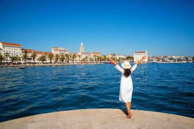 Tourist travel in Split in Dalmatia, Croatia. clipart