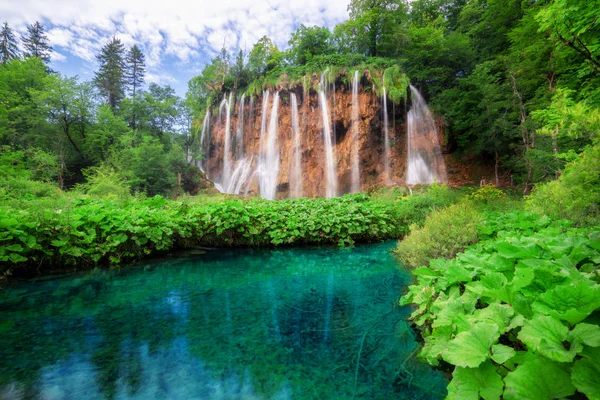 Waterfall landscape of Plitvice Lakes Croatia.