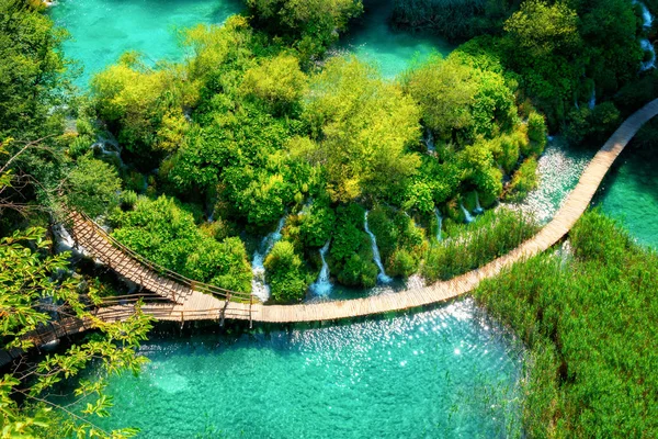 Beautiful wooden path in Plitvice Lake, Croatia.