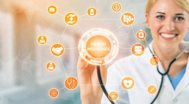 Sağlık sigortası sağlık grafik ile Doktor.