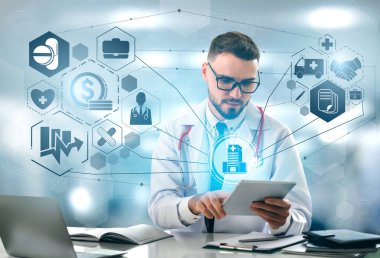 Sağlık sigortası sağlık grafik ile Doktor.