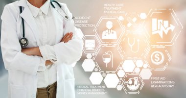 Sağlık sigortası sağlık grafik ile Doktor.
