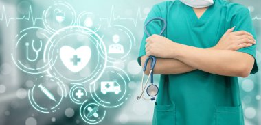 Sağlık sigortası sağlık grafik ile Doktor.